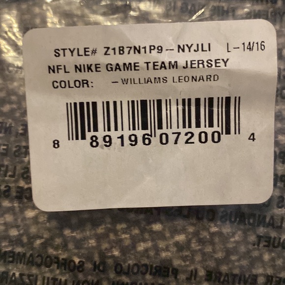 NY Jets Leonard Williams Jersey #92 NWT Authentic Size L/YTH 14/16 Nike On Field - Picture 5 of 6